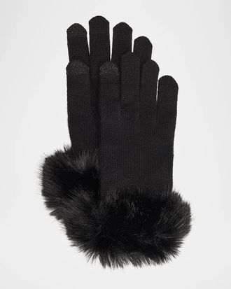 Sofiacashmere Touchscreen Cashmere & Faux Fur Gloves