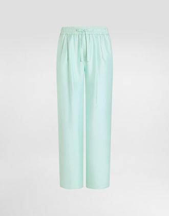 Dolce & Gabbana Silk Twill Jogging Trousers - Man Pants And Shorts Azure 46