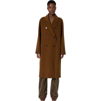 Gerard Darel Milena Tailored Double-Breasted Coat in Cigar at Nordstrom, Size X-Large