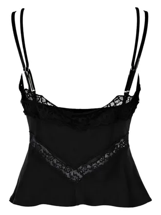 Msgm Lace-Trim Acetate Blouse - Black
