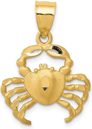 Diamond2Deal 14k Yellow Gold Satin Diamond-cut Crab Pendant