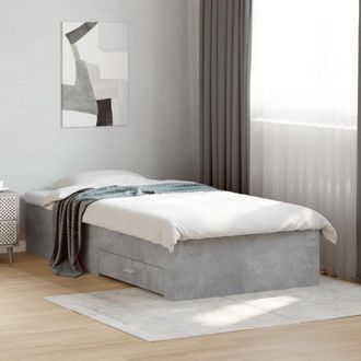 Berkfield Home Bed Frame with Drawers without Mattress Concrete Grey 90x200 cm