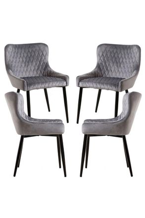 Regalos Miguel Packs Sillas Comedor - Pack 4 Sillas Sanda Terciopelo - Gris Oscuro