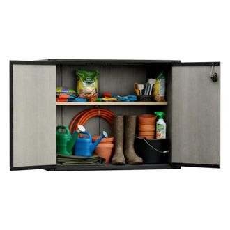 Dmora Armario Exterior Kindersley, Mueble Para Exteriores, Mueble De Jard&iacute;n Multiusos, Contenedor Para Balc&oacute;n O Garaje, 140x77 H120 Cm, Gris - Dmora