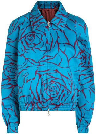 Dries Van Noten Viinnia Floral Print Reversible Cotton Bomber Jacket - Turquoise - S (UK8-10 / S)