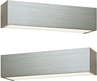 Loops 2 PACK LED Box Wall Light Warm White Brushed Aluminium & Frosted Glass Lamp