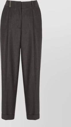 PESERICO tailored trousers leather detail