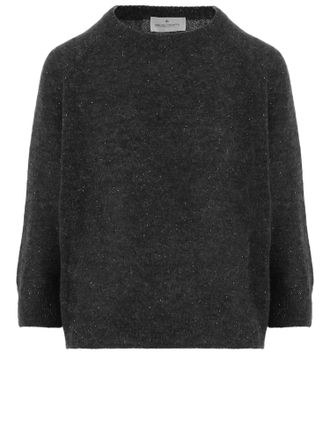 Bruno Manetti Textured Knit Black Alpaca And Wool Sweater