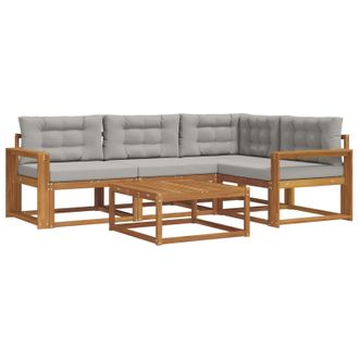 vidaXL Conjunto De Sof&aacute;s De Exterior 5 Pcs Gris Natural Y Claro Vidaxl