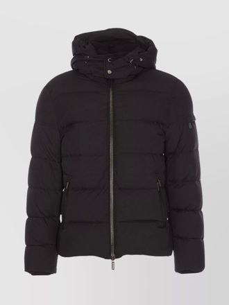 Moorer quilted hooded jacket with zippered sleeves