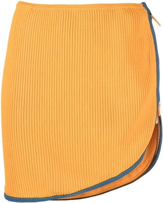 Diesel ribbed-knit asymmetric mini skirt - women - Cotton/Nylon/Spandex/Elastane - S - Orange