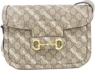 Gucci Pre-owned Horsebit 1955 GG Supreme Schoudertas - Dames - Vintage Schoudertas - Beige - ONE Size - Vintage