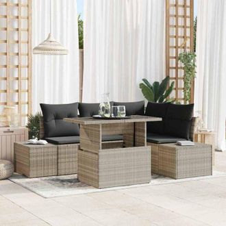 vidaXL Conjunto De Sof&aacute; De Jard&iacute;n 5 Pcs Gris Claro Polirat&aacute;n Vidaxl