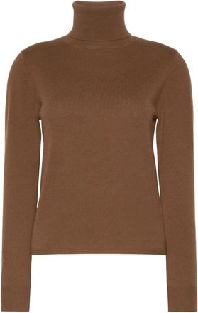 Max Mara Educata Turtleneck - Dames - Coltruien - Bruin - M - Wol - Truien & Vesten