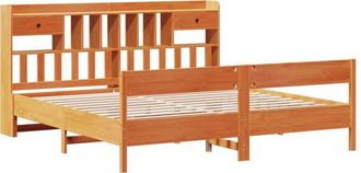 vidaXL Vidaxl - Cama Con Estanter&iacute;a Sin Colch&oacute;n Madera Maciza Marr&oacute;n 200x200 Cm