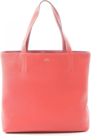 Herm&egrave;s Bordeaux Pink Ruby Taurillon Clemence Leather Handbag Tote Bag (Pre-Owned)