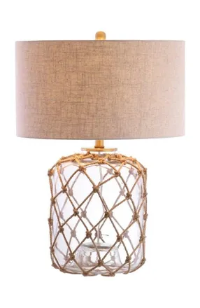 Jonathan Y Designs Mer 26.5 Glass and Rope LED Table Lamp, Brown/Clear at Nordstrom