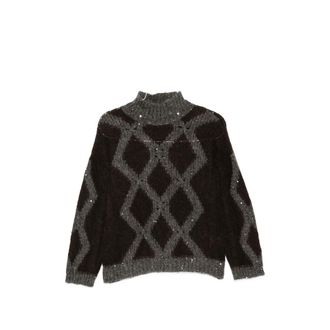 PANICALE Argyle-knit Sequin-embellished Sweater