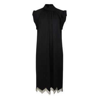 Lanvin Vestido Bordado con Lazo en Sabl&eacute; - Dresses - Mujer - Negro - M