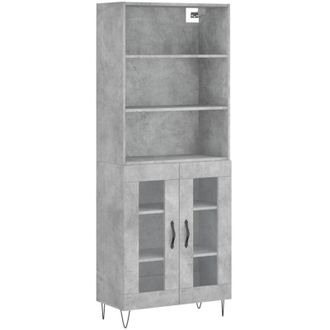vidaXL Aparador alto madera contrachapada gris hormigón 69,5x34x180 cm vidaXL