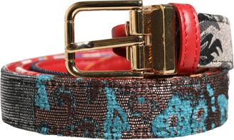 Dolce & Gabbana Womens Multicolor Floral Jacquard Metal Buckle Belt