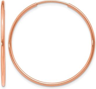 Diamond2Deal 14k Gold 1.20mm Polished Endless Tube Hoop Earrings