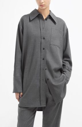 Co Overshirt in Melange Wool in Grey Melange at Nordstrom, Size X-Small L
