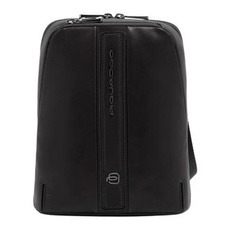 Piquadro Tassen, Heren, Zwart, ONE Size, Leer, Verticale Leren Crossbody Tas voor i Pad mini