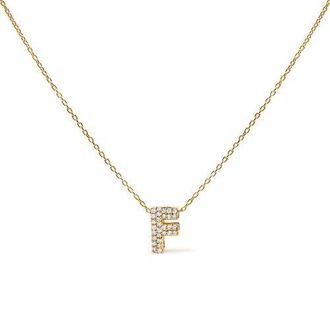 House of Brilliance 10K Gold Diamond Accent A-Z Initial Bubble Pendant Necklace in Yellow | F at Nordstrom