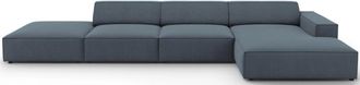 BLOOMINGLOFT 5-Sitzer Design Ecksofa Jodie mit Ottomane links - Strukturstoff
