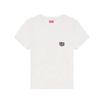 Kenzo T-Shirts, female, White, Size: S Wild Tiger Embroidered T-shirt