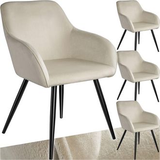 TecTake Tectake - Sedia Marilyn effetto velluto, gambe nere - Set di 4