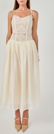 endless rose Lace Corset Midi Dress in Cream at Nordstrom, Size X-Small