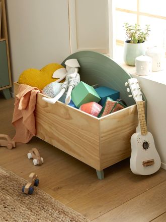 Vertbaudet Kinderzimmer B&uuml;cher- und Aufbewahrungskiste Regenbogen salbeigr&uuml;n