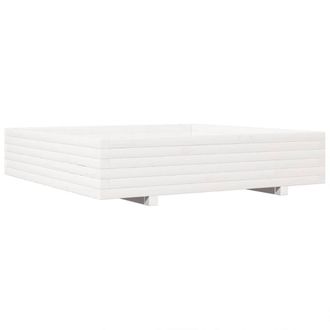 Berkfield Home Garden Planter White 110x110x26.5 cm Solid Wood Pine