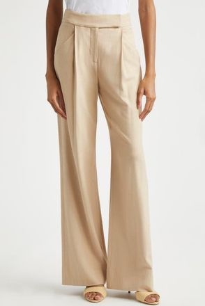 Veronica Beard Marbeau High Waist Wide Leg Pants in Stone Khaki at Nordstrom, Size 16
