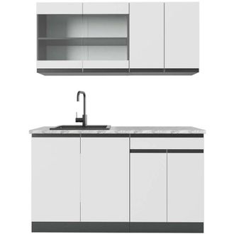 Vicco Cocina Vers&aacute;til R-line, Blanco/antracita, 140 Cm, Et M&aacute;rmol