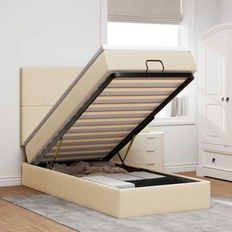 vidaXL Estructura De Cama Otomana Con Colch&oacute;n Tela Crema 80x200cm Vidaxl