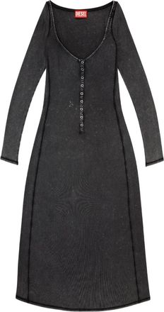 Diesel Abito D-Ley midi a coste - Grigio