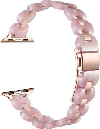 Posh Tech Aria Resin & Stainless Steel Apple Watch Watchband in Blush /Rose Gold at Nordstrom