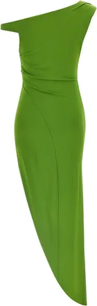 Elisabetta Franchi One-Shoulder Jeweled Cr&ecirc;pe Dress - green