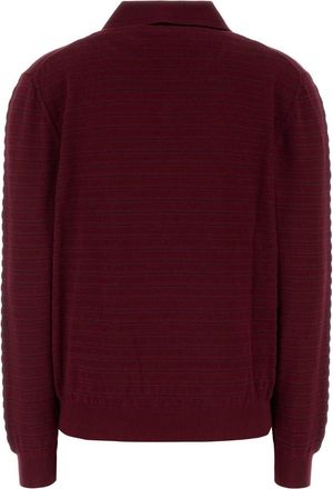 Miu Miu Embroidered Cotton Polo Collar Sweater - Burgundy