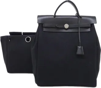 Herm&egrave;s Black Toile Officier Backpack (Pre-Owned)