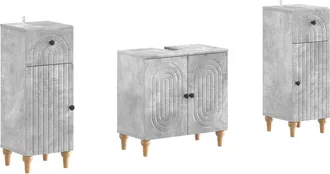 vidaXL Juego De Gabinete De Ba&ntilde;o De 2 Piezas Alkmaar Gris Hormig&oacute;n Vidaxl