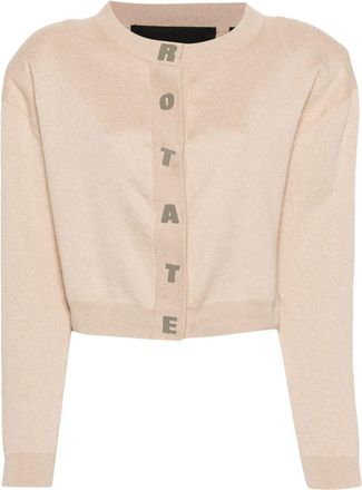 Rotate logo-lettering cardigan - women - Organic Cotton/Cashmere - 40 - Neutrals
