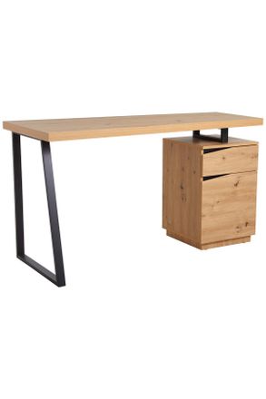 MID.YOU Mid.you Schreibtisch, Schwarz, Eichefarben, Metall, Holzwerkstoff, 1 Schubladen, Freiform, U-Form, 140x60x74 cm, B&uuml;rom&ouml;bel, Schreibtische, Schreibtisc