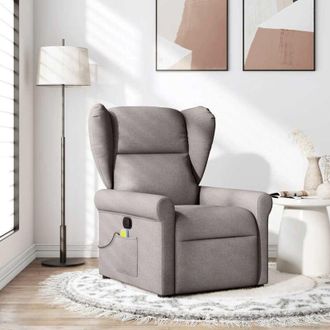 vidaXL Sill&oacute;n De Masaje Reclinable De Tela Gris Taup&eacute; Vidaxl