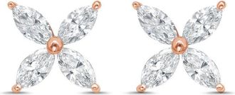 Diana M. Jewels 14kt Rose Gold 3.00 cts Lab Grown Marquise Diamond Flower Stud Earrings