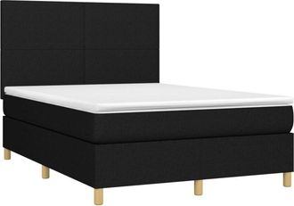 vidaXL Vidaxl - Cama Box Spring Colch&oacute;n Y Luces Led Tela Negro 140x200 Cm