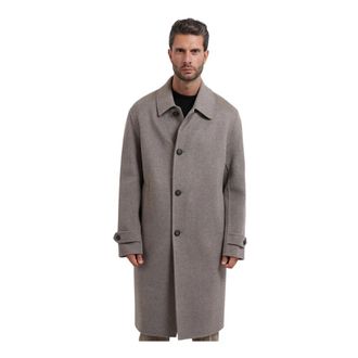 HUGO BOSS Lange Jas - Heren - Mantel - Bruin - M - Wol - Jassen